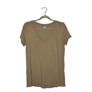 PINK VICTORIA'S SECRET $30‎ Olive Green Slub Knit V-Neck Short Sleeve Tee Medium